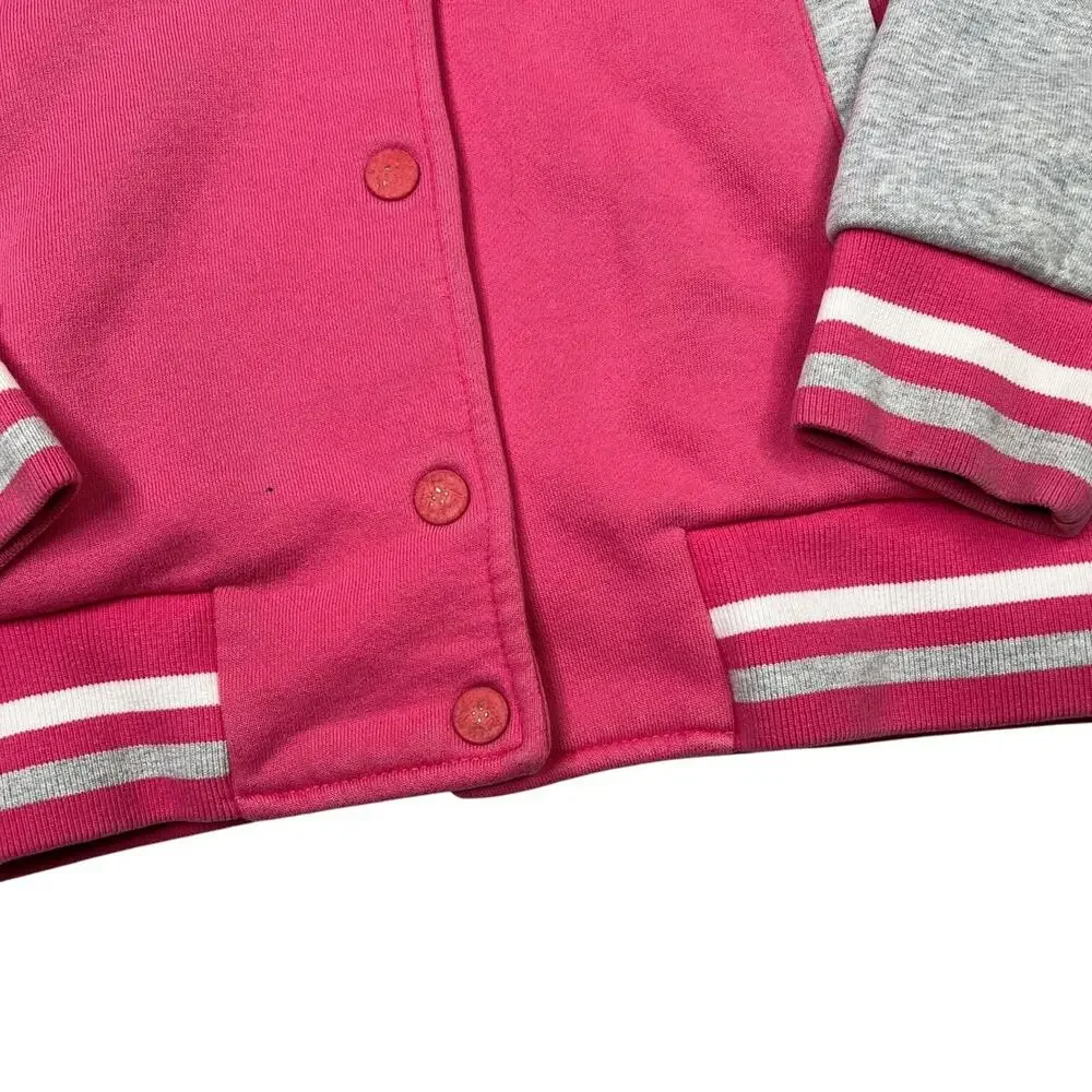 Kappa Kids Varsity Sweatshirt Hoodie Jacket Pink Gray Size Youth Girls L/XL
